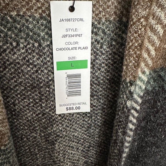 Joseph A. Plaid long Cardigan. NWT. Large - Picture 5 of 6